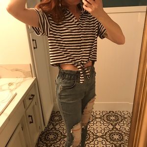 Splendid crop collared tee